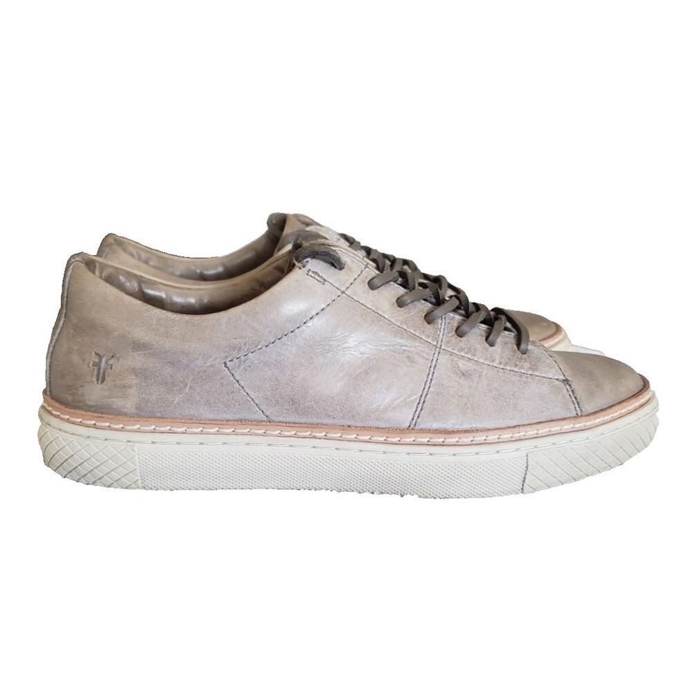 Frye‎ Walker Low Lace Up Gray Leather Fashion Sneaker Shoes Men Sz 7 WOM Sz 9